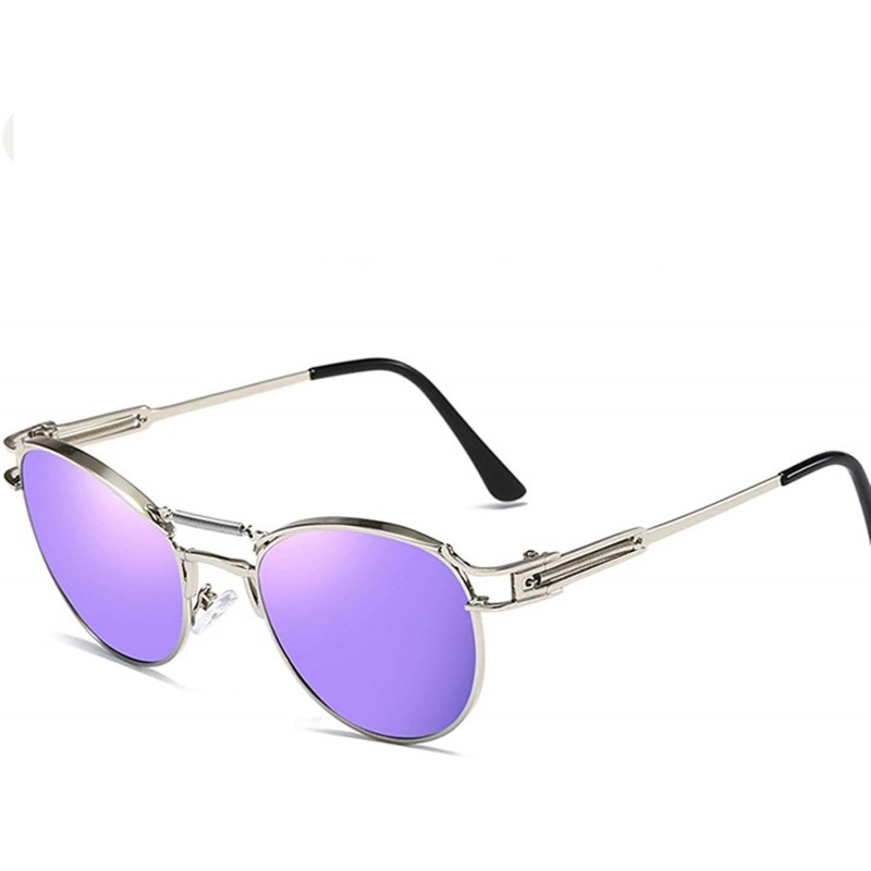 Oval Polarized Sunglasses Protection Fashion Festival - Silver Purple - CX18TQKD3A2 $22.01