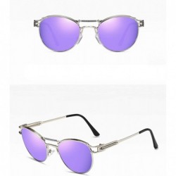 Oval Polarized Sunglasses Protection Fashion Festival - Silver Purple - CX18TQKD3A2 $22.01