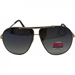 Square Vintage Aviator Style Men's and Women's Metal Frame Sunglasses- 70's and 80's Era - Brown With Gold Trim - CZ18YHEDYX3...