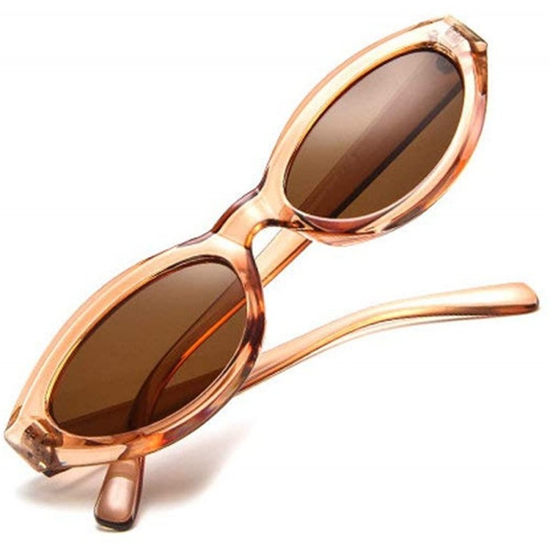 Oval Fashion New Lady Cat Glasses small Oval Full Frame Stylish Unisex UV400 Sunglasses - Brown - CR18QHSHT77 $14.56