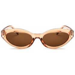 Oval Fashion New Lady Cat Glasses small Oval Full Frame Stylish Unisex UV400 Sunglasses - Brown - CR18QHSHT77 $14.56