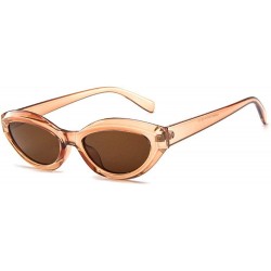 Oval Fashion New Lady Cat Glasses small Oval Full Frame Stylish Unisex UV400 Sunglasses - Brown - CR18QHSHT77 $14.56