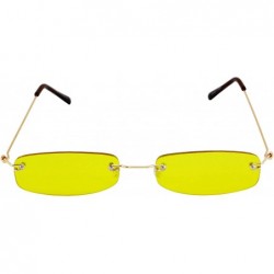 Rectangular Small Slim Tiny Tinted Steampunk Rectangular Rimless Sunglasses - Yellow - CV18RIZAS4Z $12.23