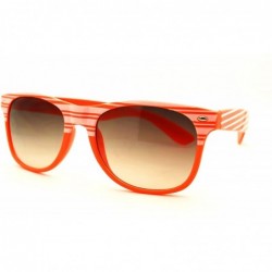 Wayfarer 80's Stripe Pattern Pop Colorful Horned Horn Rim Sunglasses - Orange - C211HECJXMF $10.99