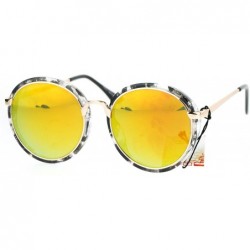 Round Womens Sunglasses Vintage Round Double Frame Fashion Shades UV 400 - Clear Black (Orange Mirror) - C1186OTGH30 $14.08