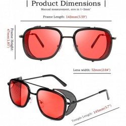 Shield Men Retro Square Steampunk Sunglasses Side Shield Goggles Gothic B2582 - 002 Red - C01960U6IEG $15.58