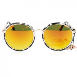Round Womens Sunglasses Vintage Round Double Frame Fashion Shades UV 400 - Clear Black (Orange Mirror) - C1186OTGH30 $14.08
