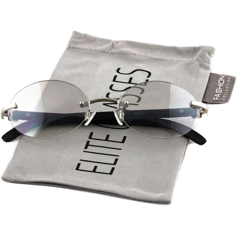 Oval Retro Wood Buffs Vintage Style Gangster Rimless Clear Lens Oval Eye Glasses - Tinted-clear/Black - C718S6NDWI3 $12.74