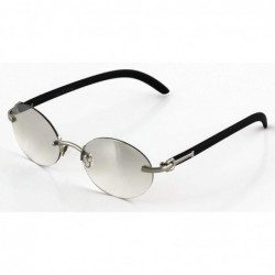 Oval Retro Wood Buffs Vintage Style Gangster Rimless Clear Lens Oval Eye Glasses - Tinted-clear/Black - C718S6NDWI3 $12.74