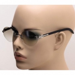 Oval Retro Wood Buffs Vintage Style Gangster Rimless Clear Lens Oval Eye Glasses - Tinted-clear/Black - C718S6NDWI3 $12.74