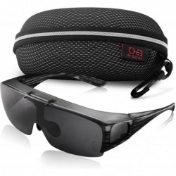 Goggle Fit Over Polarized Sunglasses Flip Up Lens for Men and Women - Grey Striped - CP18G28WN2M $14.14
