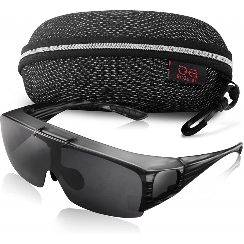 Goggle Fit Over Polarized Sunglasses Flip Up Lens for Men and Women - Grey Striped - CP18G28WN2M $14.14