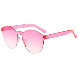 Square Rimless Sunglasses Women Transparent Candy Color Tinted Frameless Glasses Eyewear (O) - O - CB19034WS8E $9.36