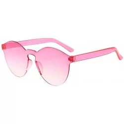 Square Rimless Sunglasses Women Transparent Candy Color Tinted Frameless Glasses Eyewear (O) - O - CB19034WS8E $17.12