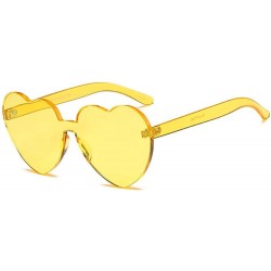 Oval Women Heart Eyewear Rimless Lovely Ultra-Bold Colorful Mono Block Sunglasses - Yellow - CC18808R85O $27.49