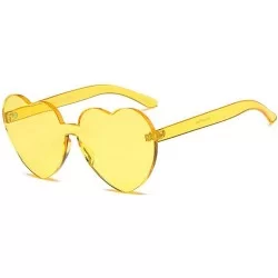 Oval Women Heart Eyewear Rimless Lovely Ultra-Bold Colorful Mono Block Sunglasses - Yellow - CC18808R85O $10.80