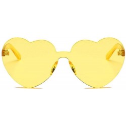 Oval Women Heart Eyewear Rimless Lovely Ultra-Bold Colorful Mono Block Sunglasses - Yellow - CC18808R85O $10.80