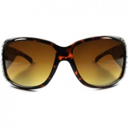 Oversized Cowgirl Designer Bling Cross Rhinestone Womens Oversized Sunglasses - Tortoise - CM18X3WRD4Q $10.77