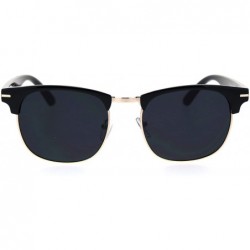 Rectangular Classic Half Rim Hipster Retro Nerdy Sunglasses - Gold Black Black - C018T325S8D $23.13