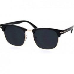 Rectangular Classic Half Rim Hipster Retro Nerdy Sunglasses - Gold Black Black - C018T325S8D $13.44