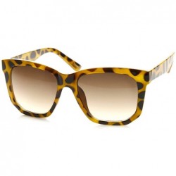 Square Retro Fashion High Temple Bold Rim Horn Rimmed Sunglasses (Tortoise) - C711F2VHY3P $8.19