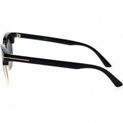 Rectangular Classic Half Rim Hipster Retro Nerdy Sunglasses - Gold Black Black - C018T325S8D $13.44