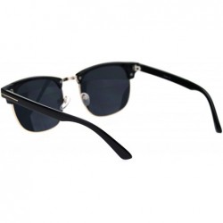 Rectangular Classic Half Rim Hipster Retro Nerdy Sunglasses - Gold Black Black - C018T325S8D $13.44