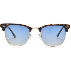 Square sunglasses for women men TR90 frame TAC and crystal glass lens sun glasses - Leopard Frame/Gradient Blue Plastic - CL1...