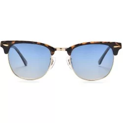 Square sunglasses for women men TR90 frame TAC and crystal glass lens sun glasses - Leopard Frame/Gradient Blue Plastic - CL1...