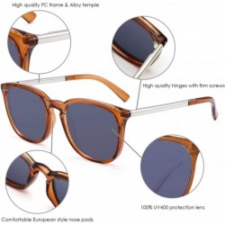 Wayfarer Polarized Sunglasses for Women Men Retro square lens uv400 protection - Brown/Grey - CF18A2ARR7M $13.74