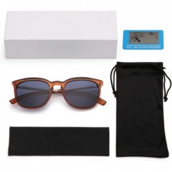 Wayfarer Polarized Sunglasses for Women Men Retro square lens uv400 protection - Brown/Grey - CF18A2ARR7M $13.74