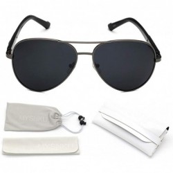 Oversized Men's Double Beam Metal Polarized Goggles Large Frame Driver Driving Sunglasses UV400 - Gun Gray - C818NWY7SIA $8.69
