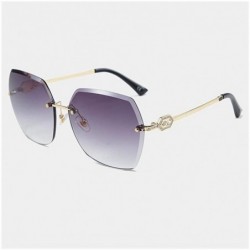Rimless Oversized Rimless Trimming Edge Sunglasses for Women Diamond Embellishment Legs Sun Glasses - CU19843SS88 $24.49