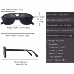 Square Polarized Aviator Sunglasses Men Women Vintage Square Driving Glasses - Matte Blue Frame / Polarized Grey Lens - CW18X...