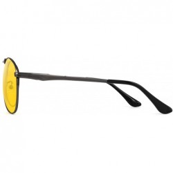 Aviator Night Driving Glasses for Men Womwn Polarized Aviator Anti Glare Lens - Black Frame / Polarized Yellow Lens - C018OW7...