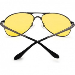 Aviator Night Driving Glasses for Men Womwn Polarized Aviator Anti Glare Lens - Black Frame / Polarized Yellow Lens - C018OW7...