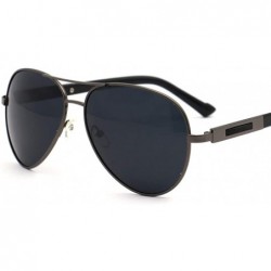 Oversized Men's Double Beam Metal Polarized Goggles Large Frame Driver Driving Sunglasses UV400 - Gun Gray - C818NWY7SIA $8.69