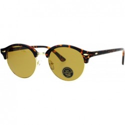 Round Womens Glass Lens Boyfriend Fit Round Half Horn Rim Sunglasses - Tortoise Brown - CR12N8VED21 $18.70