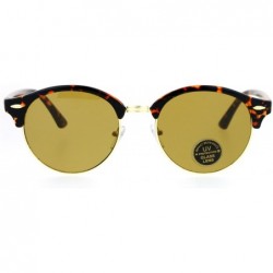 Round Womens Glass Lens Boyfriend Fit Round Half Horn Rim Sunglasses - Tortoise Brown - CR12N8VED21 $11.41