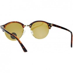 Round Womens Glass Lens Boyfriend Fit Round Half Horn Rim Sunglasses - Tortoise Brown - CR12N8VED21 $11.41