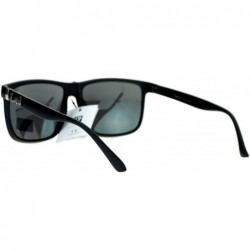 Square Mens Locs Sunglasses Matte Black Square Frame Mirror Lens UV400 - Matte Black - CG12CN32BWN $9.73