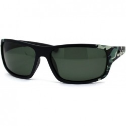 Rectangular Polarized 90s Mens Rectangular Warp Camoflauge Print Sport Sunglasses - Green Black - C9194KQ3XYH $26.08