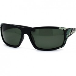 Rectangular Polarized 90s Mens Rectangular Warp Camoflauge Print Sport Sunglasses - Green Black - C9194KQ3XYH $23.35