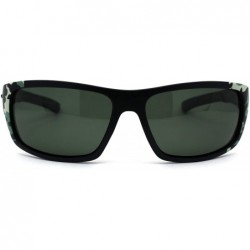 Rectangular Polarized 90s Mens Rectangular Warp Camoflauge Print Sport Sunglasses - Green Black - C9194KQ3XYH $12.13