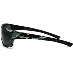 Rectangular Polarized 90s Mens Rectangular Warp Camoflauge Print Sport Sunglasses - Green Black - C9194KQ3XYH $12.13