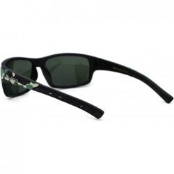 Rectangular Polarized 90s Mens Rectangular Warp Camoflauge Print Sport Sunglasses - Green Black - C9194KQ3XYH $12.13