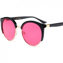 Round Fashion Women Sunglasses Super Star Round Men Eyebrower Color Lens - Rose Red - CP189N5EQ4T $23.70