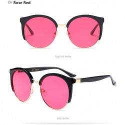 Round Fashion Women Sunglasses Super Star Round Men Eyebrower Color Lens - Rose Red - CP189N5EQ4T $12.16