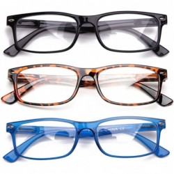Oval Unisex Translucent Simple Design No Logo Clear Lens Glasses Squared Fashion Frames - 3 Pack Black- Tortoise- Blue - CJ12...
