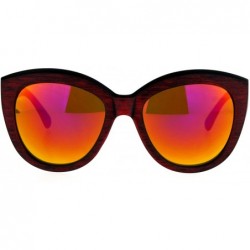 Butterfly Womens Wood Grain Thick Plastic Butterfly Sunglasses - Red - CA12ITP8AOB $12.08